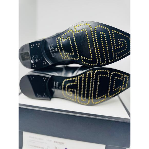 Gucci Black Quebec Leather Ankle Boot black Designer Booties W/box size 5 / US 8 - Picture 5 of 13